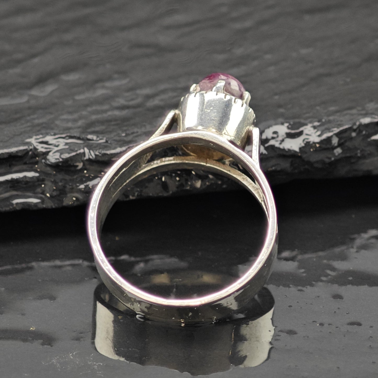 Handmade Cabochon Star Ruby Ring Sterling Silver Sz 7 3/4 R6228