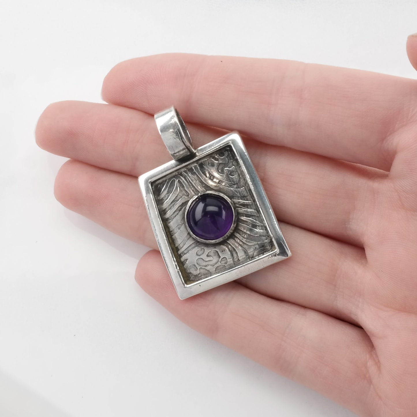 Vintage Purple Amethyst Sterling Silver Pendant