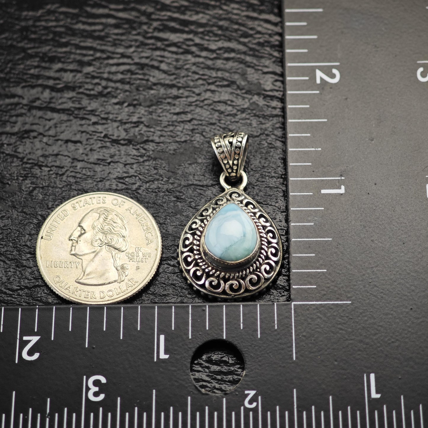 Teardrop Larimar Sterling Silver Pendant P3052