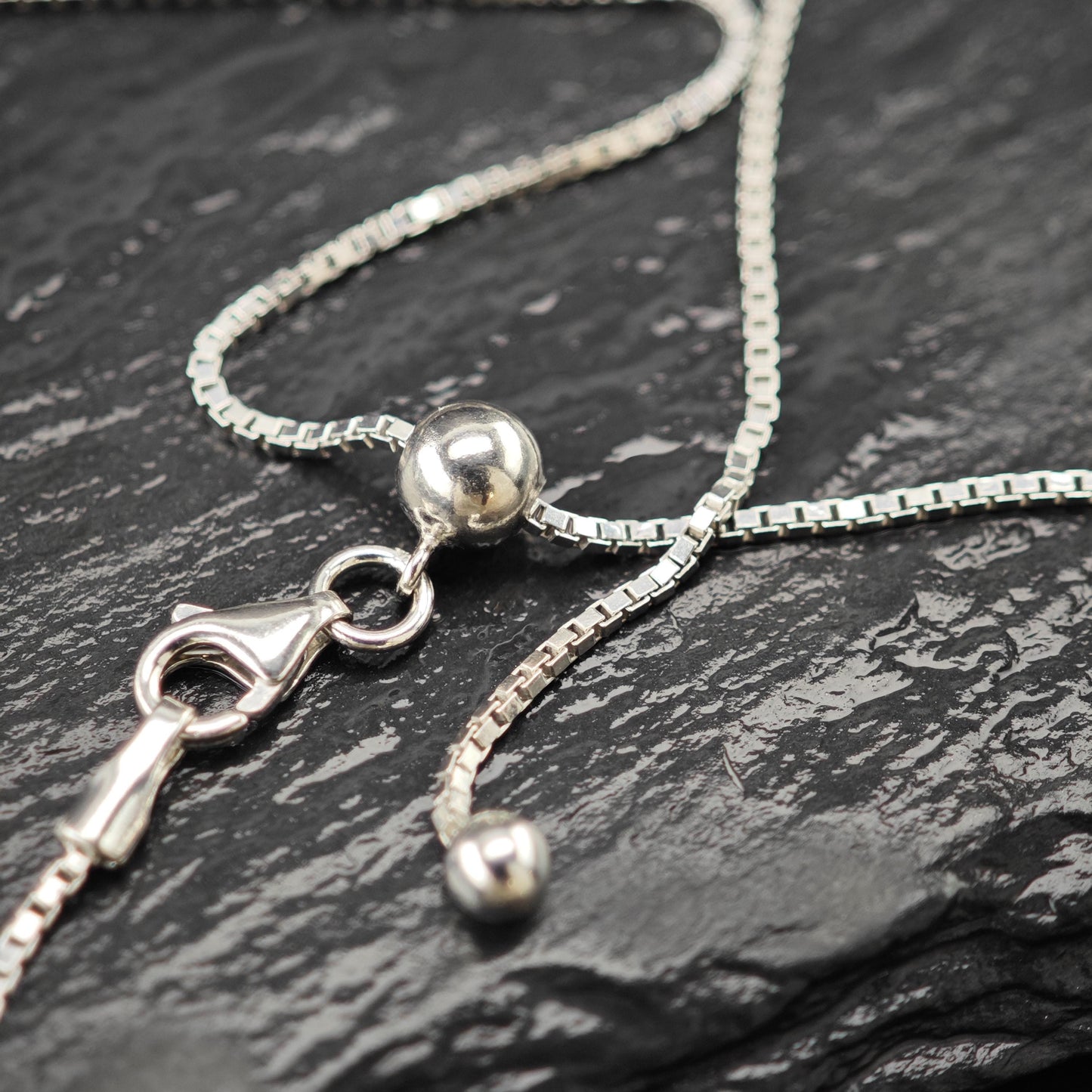 Adjustable slider Box Chain Sterling Silver Necklace 24" N2629