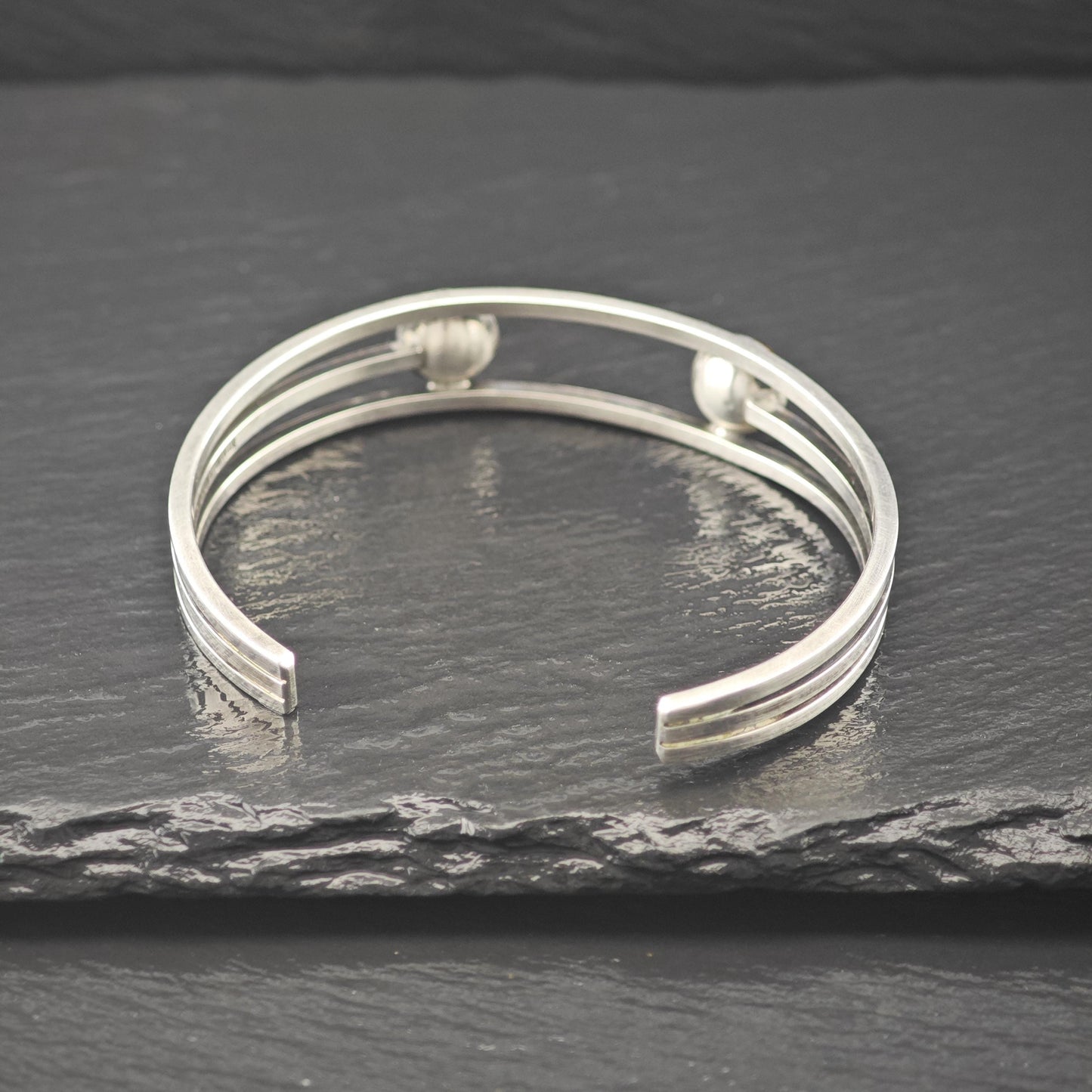 Denmark Silver Amber Modernist Cuff Bracelet Sterling N. E From