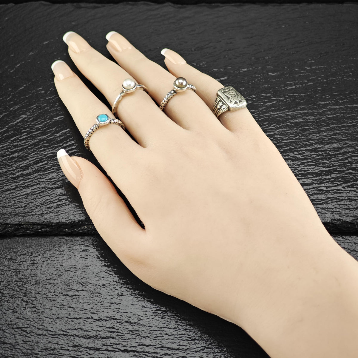 Choice of Michael Dawkins Pearl, Turquoise Sterling Silver Ring Sz 6 R6825