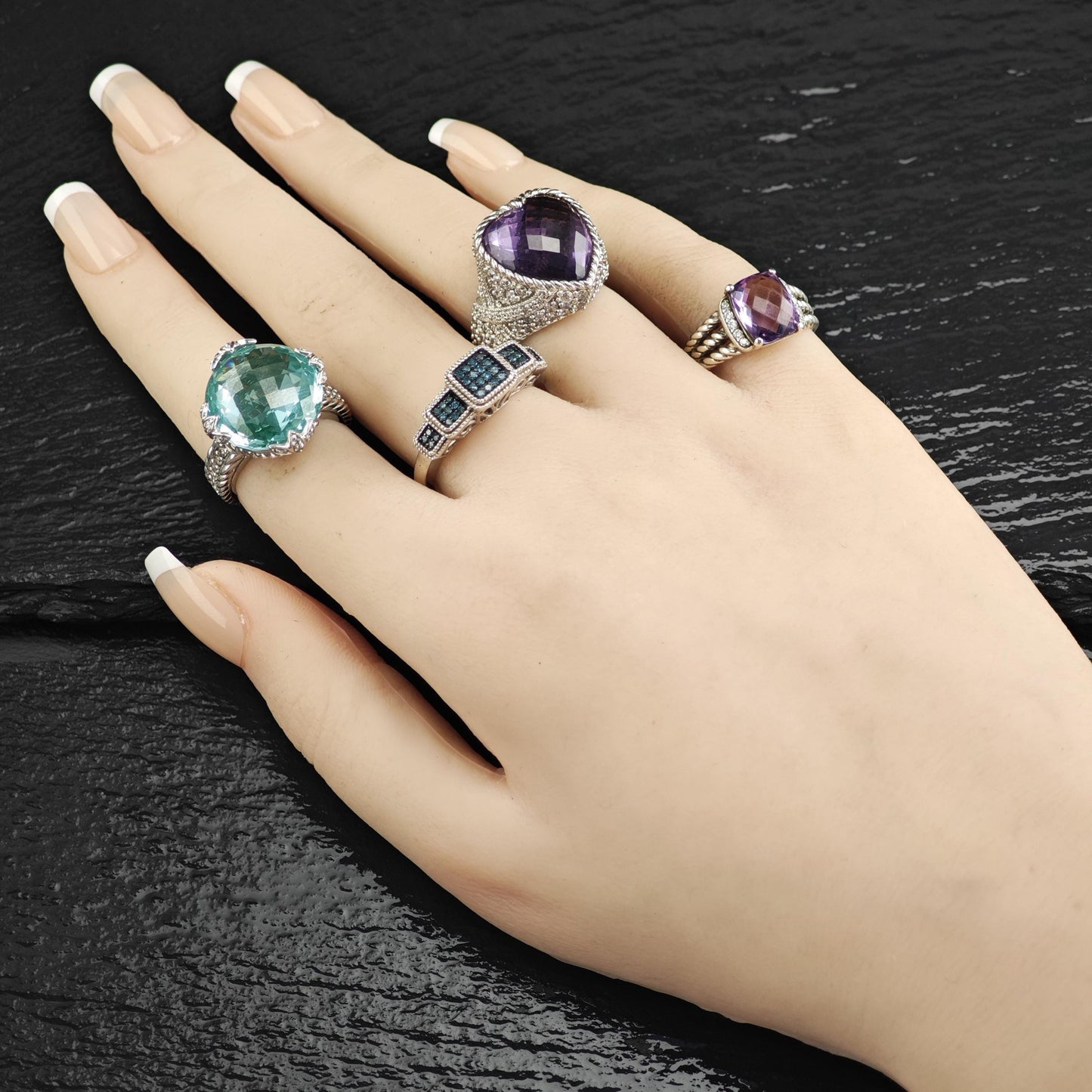 Green Quartz Doublet Sterling Silver Ring Sz 6 R6608