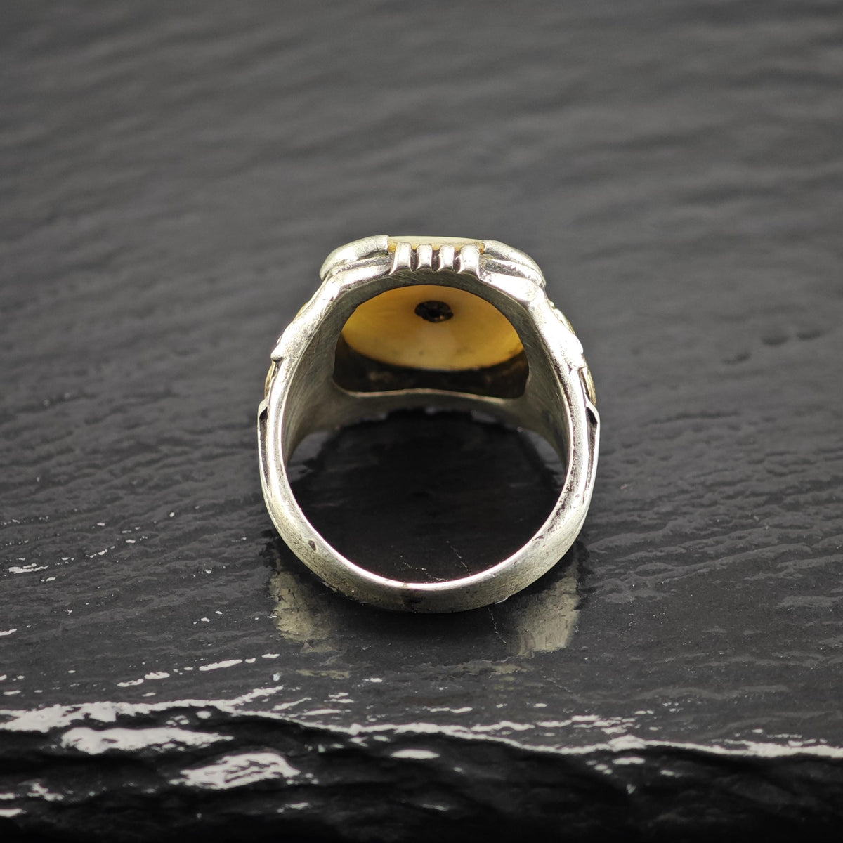 AS IS US Navy 12k Rotating Anchor Gold Sterling Silver Ring Sz 9 1/2 R6871