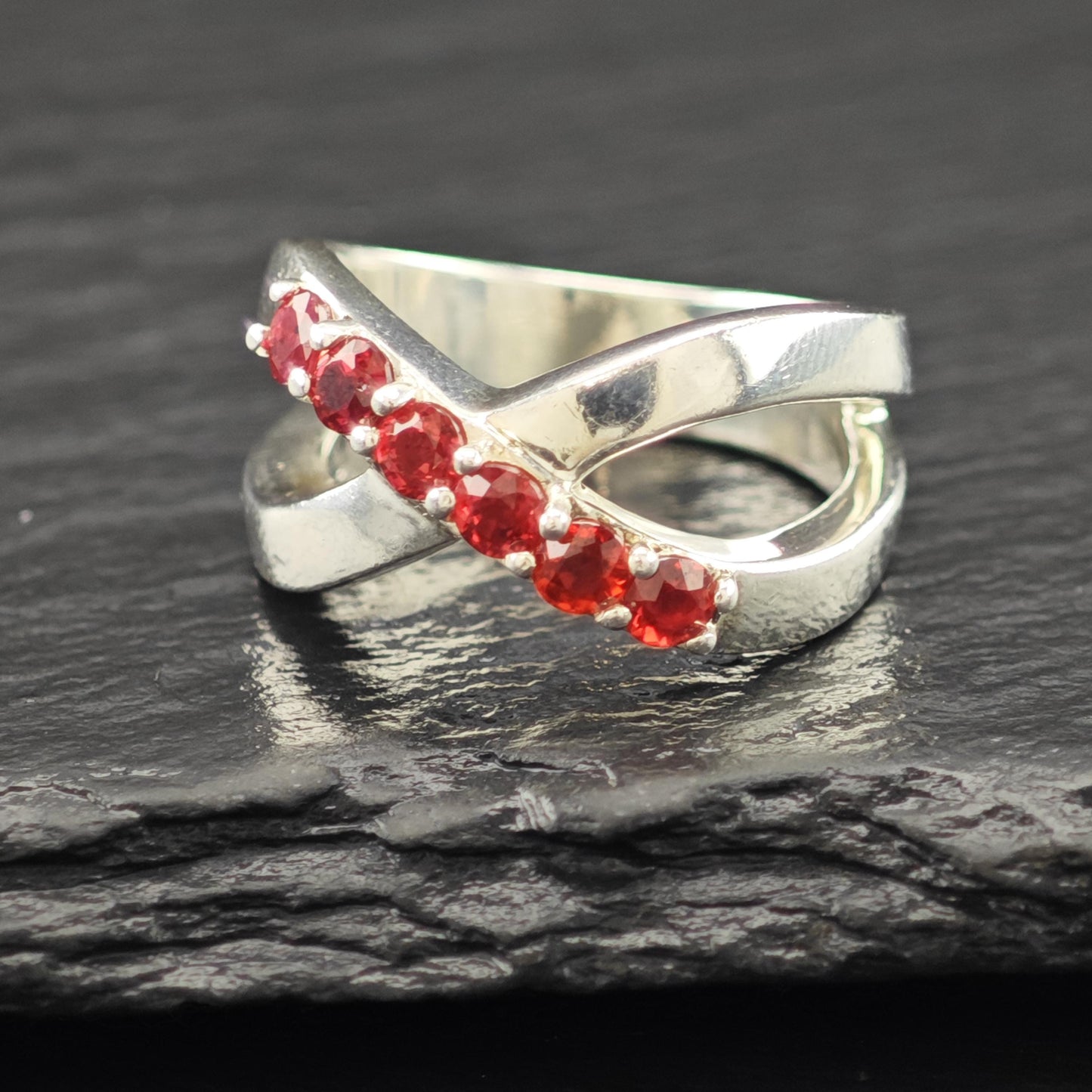 Sterling Silver Ring Red Lab Ruby Center Size 6 1/2 R6110