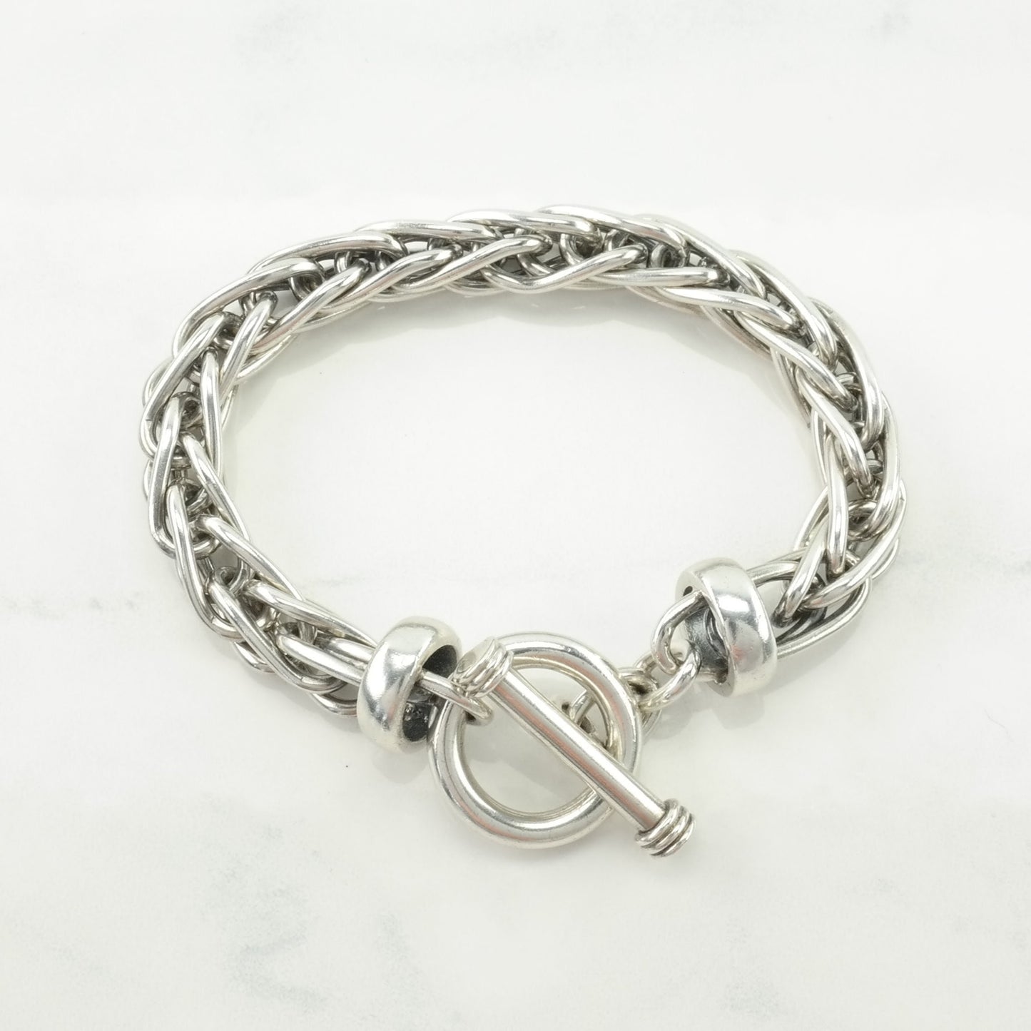 Vintage Versani Sterling Silver Link/T-bar Bracelet Thick Chain Toggle Clasp