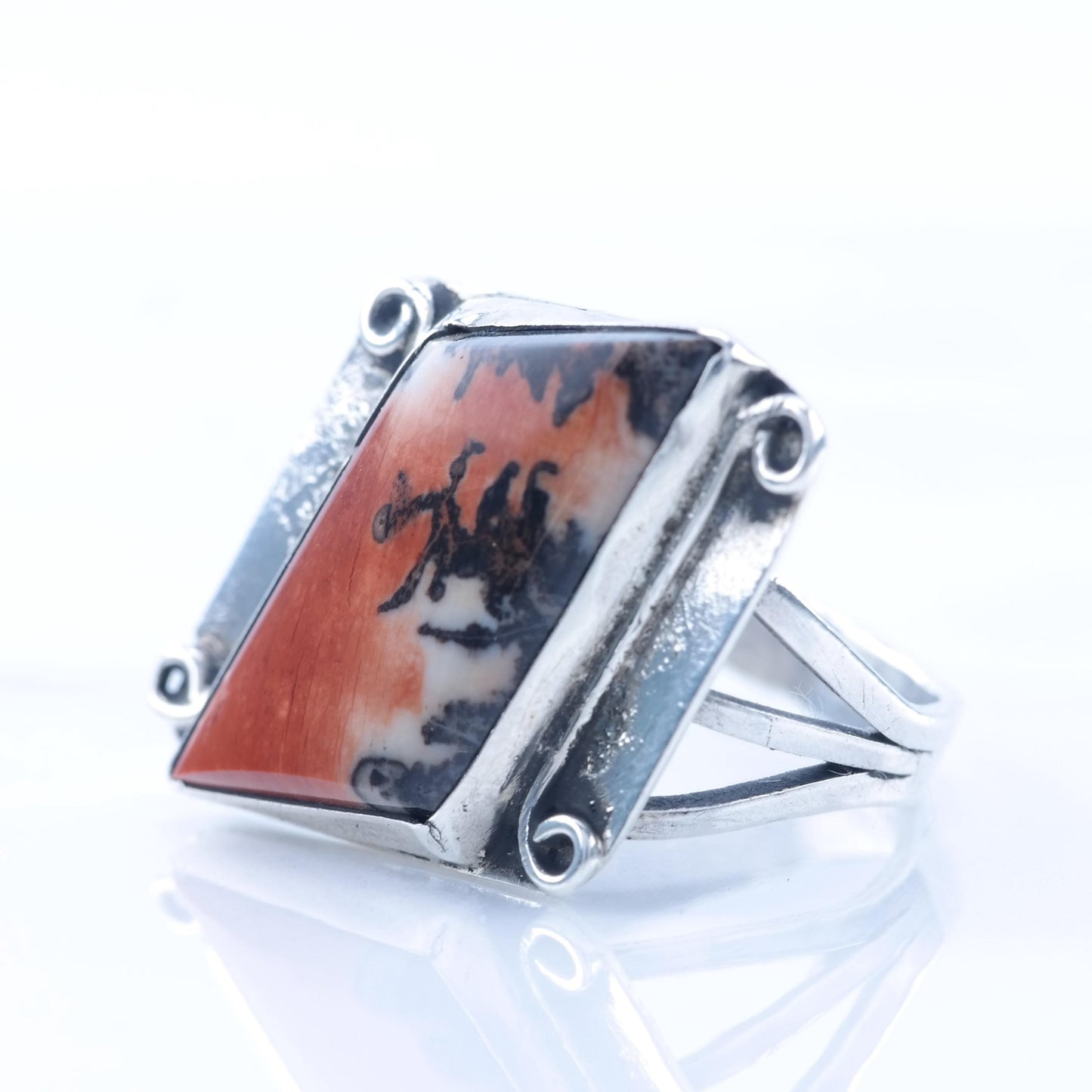 Vintage Southwest Petrified Wood Silver Ring Sterling