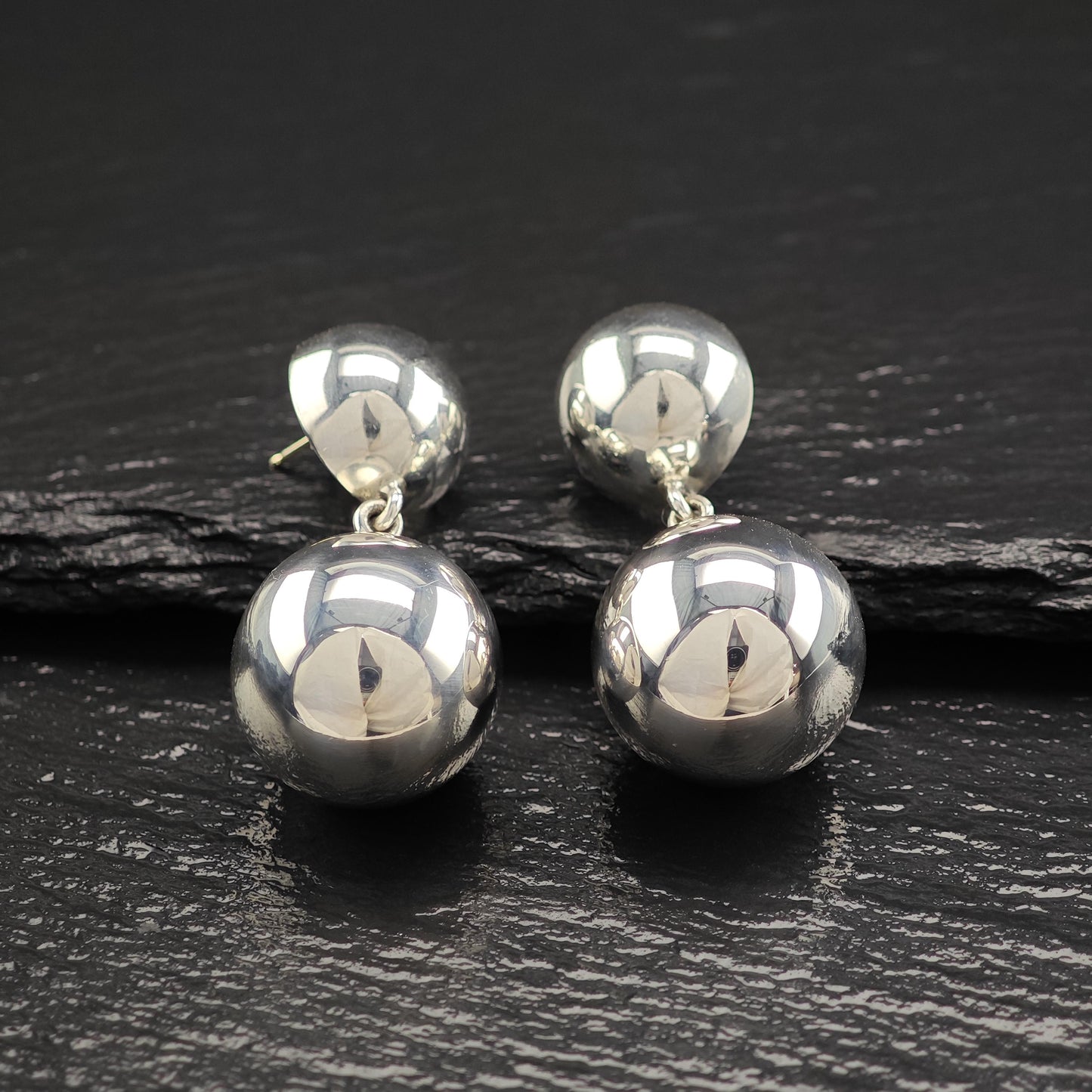 Vintage Beaded 14k Gold Posts Stud/Dangle Earrings Sterling Silver