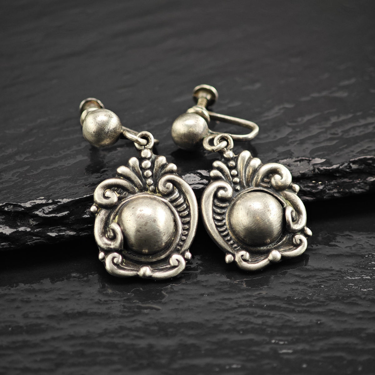 Vintage Margot De Taxco 5270 Screw Back Sterling Silver Earrings ER3240Gra
