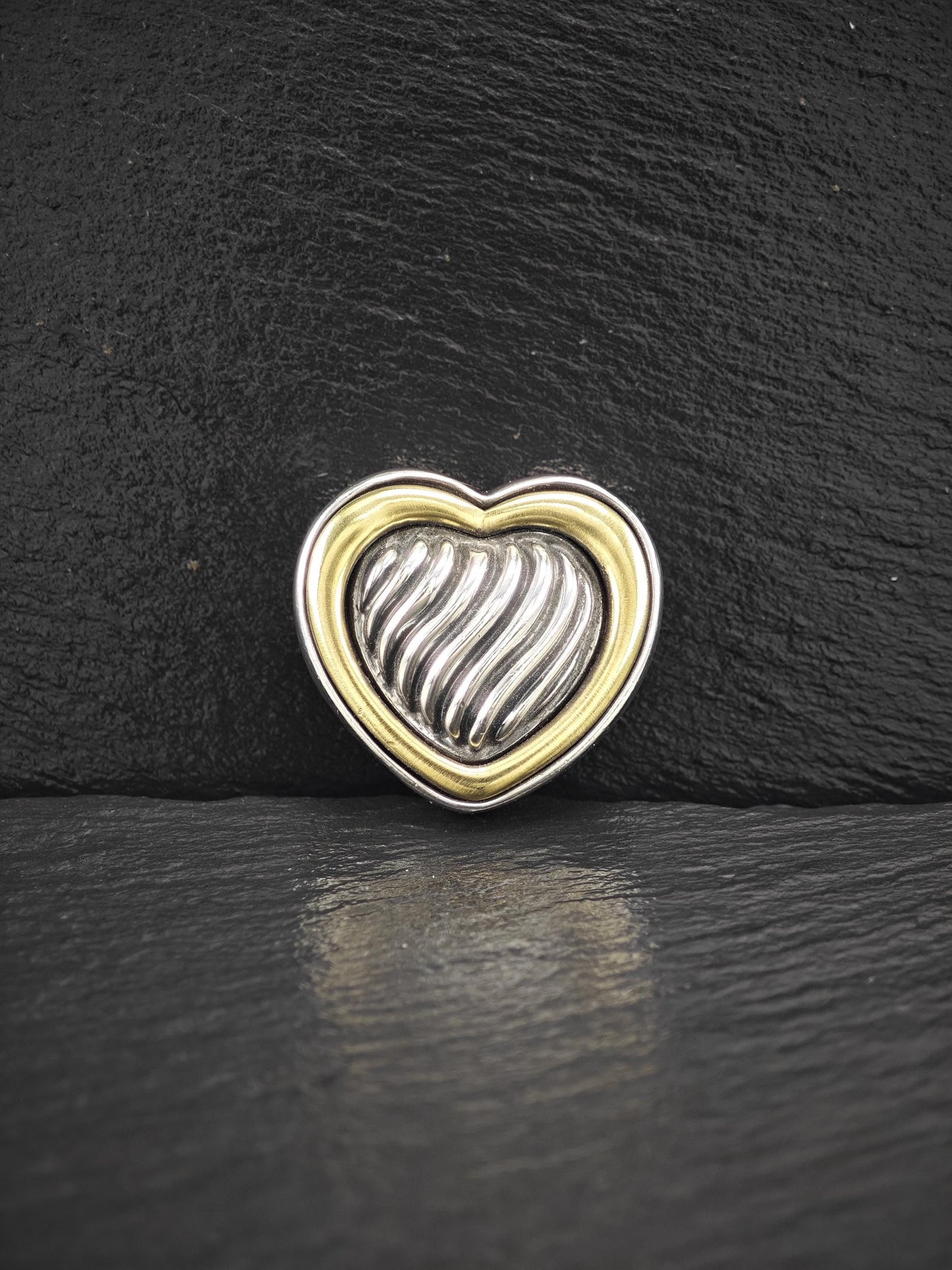 David Yurman 18k Gold Accent, Heart Brooch Sterling Silver