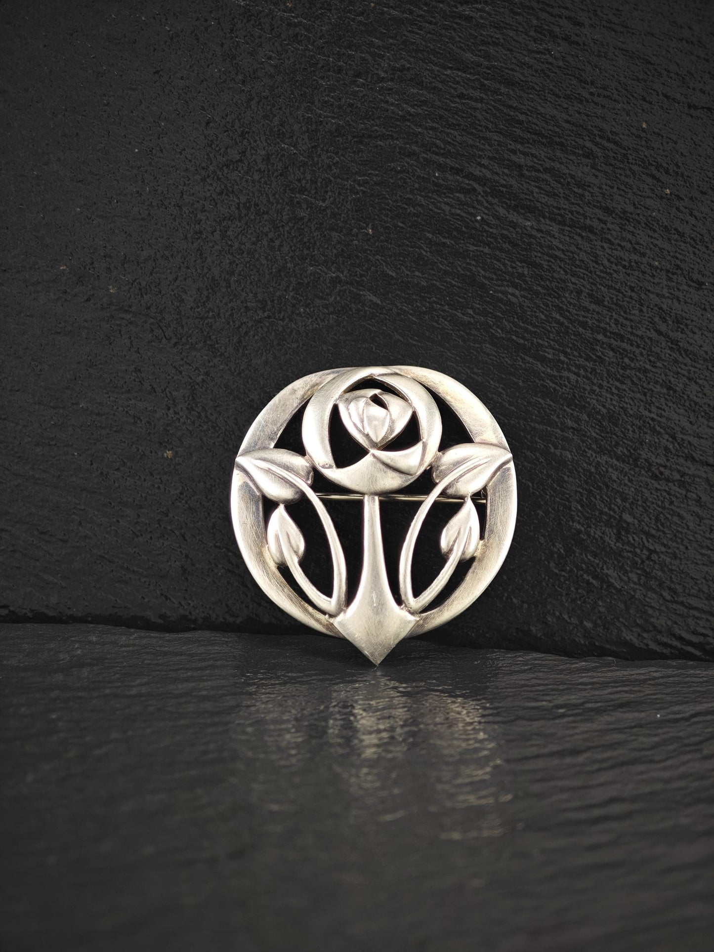 European Floral Brooch Sterling Silver