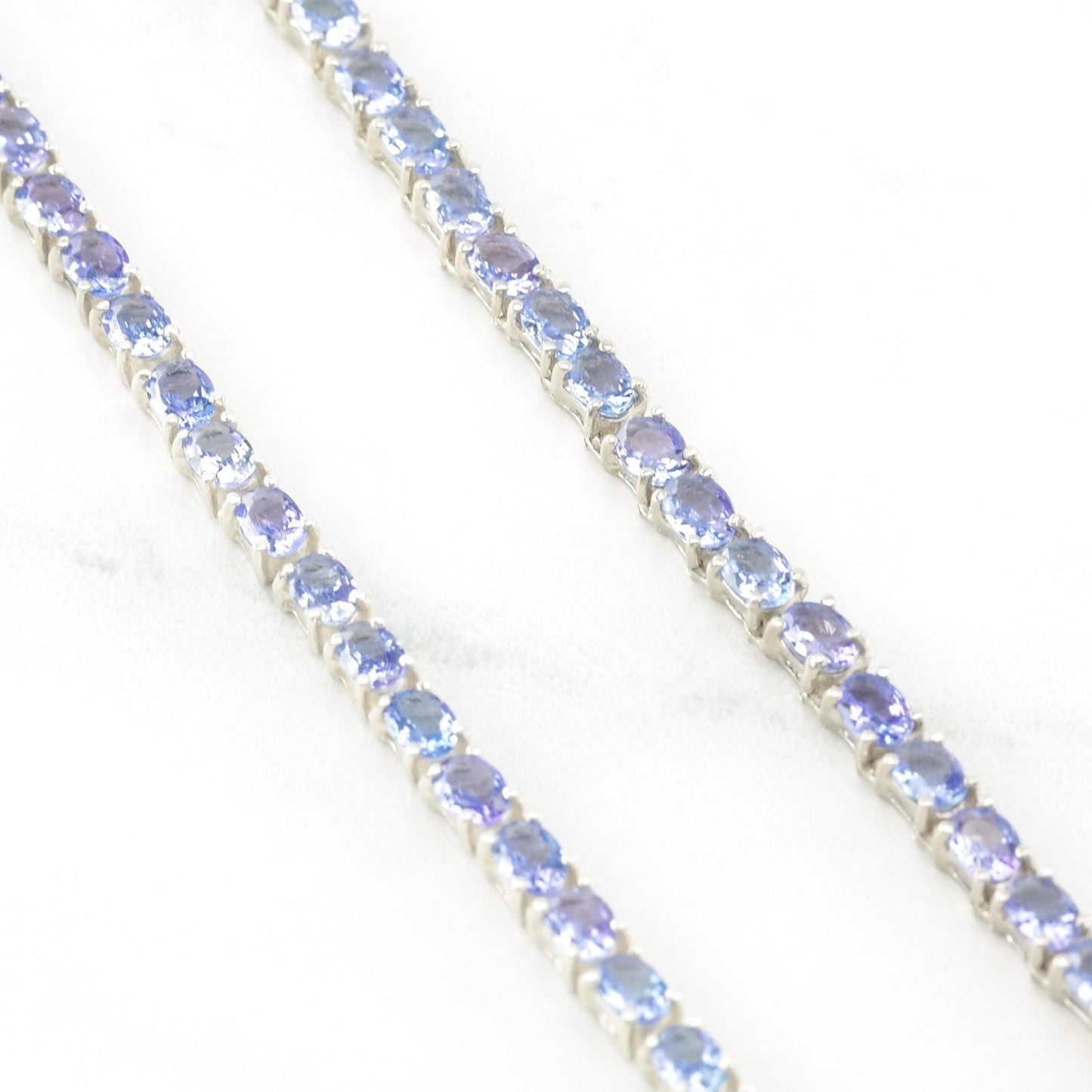 Vintage 15ctw Sterling Silver, Tanzanite Tennis Line Necklace