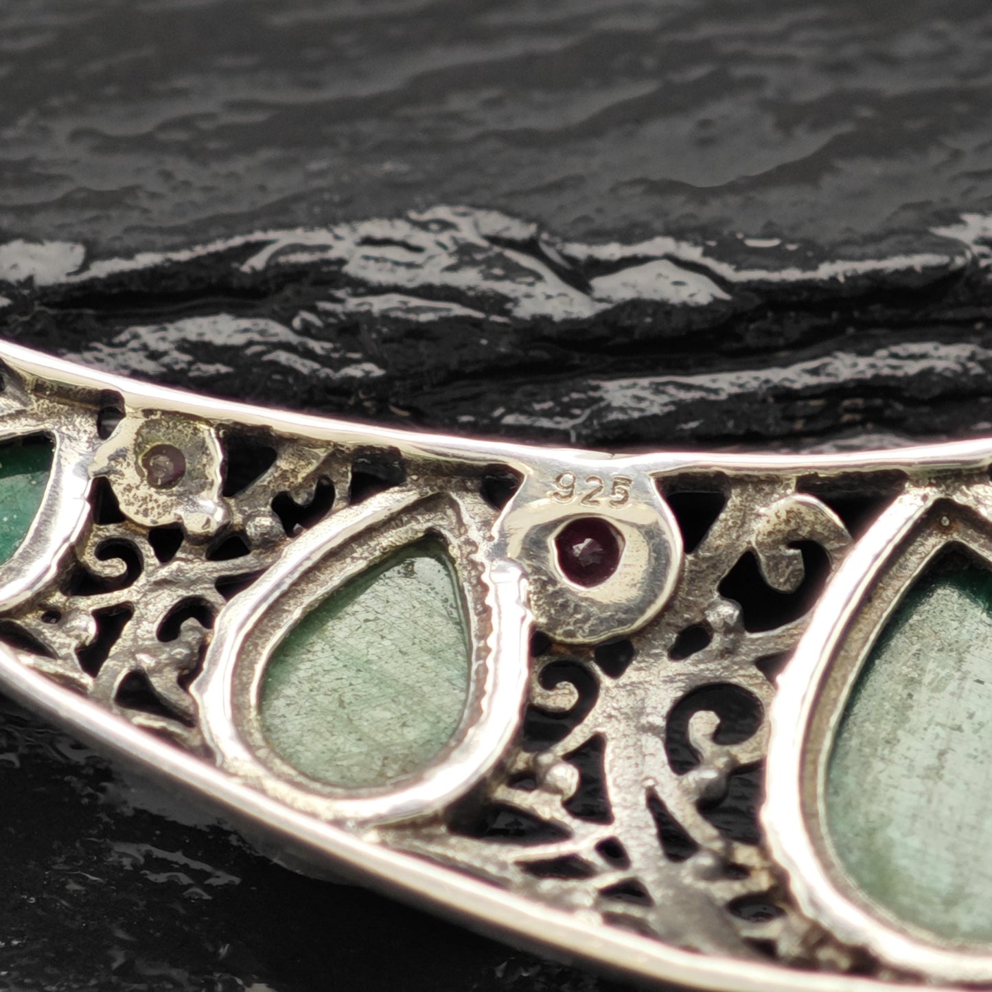 Sterling Silver Emerald Ruby Teardrop Necklace 20" N2633