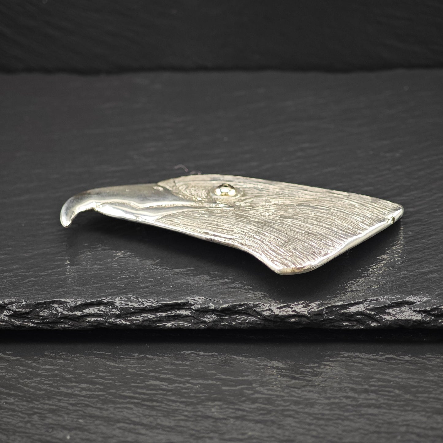 Navajo 14k Gold Eye, Eagle Head Brooch Sterling Silver