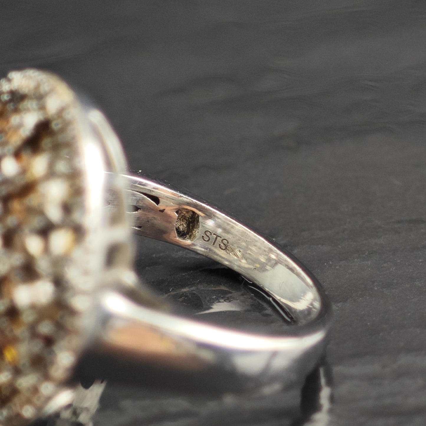 Brown Diamond Cluster Sterling Silver Ring Sz 6 R6609