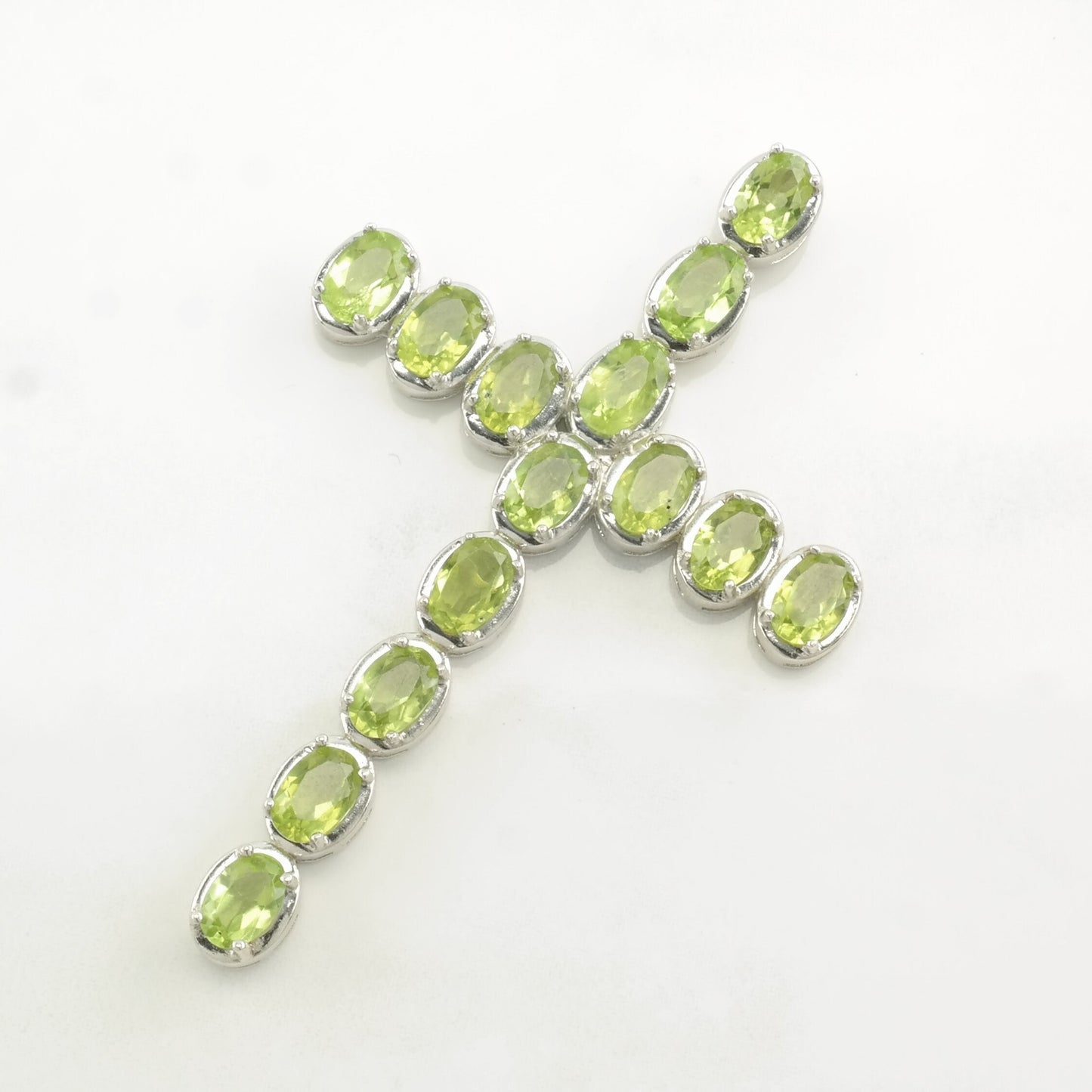 Vintage Peridot Cross Sterling Silver Pendant