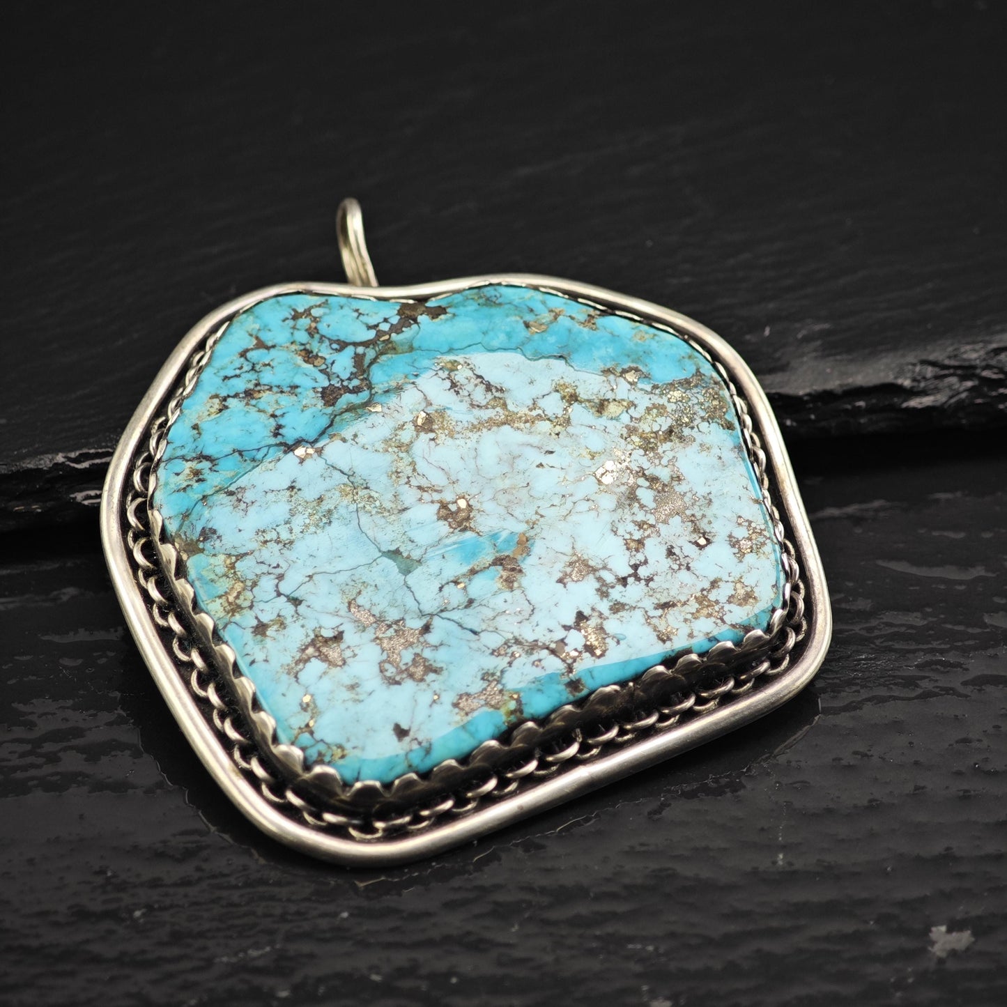 AS IS Large Turquoise Pendant, Sterling Silver