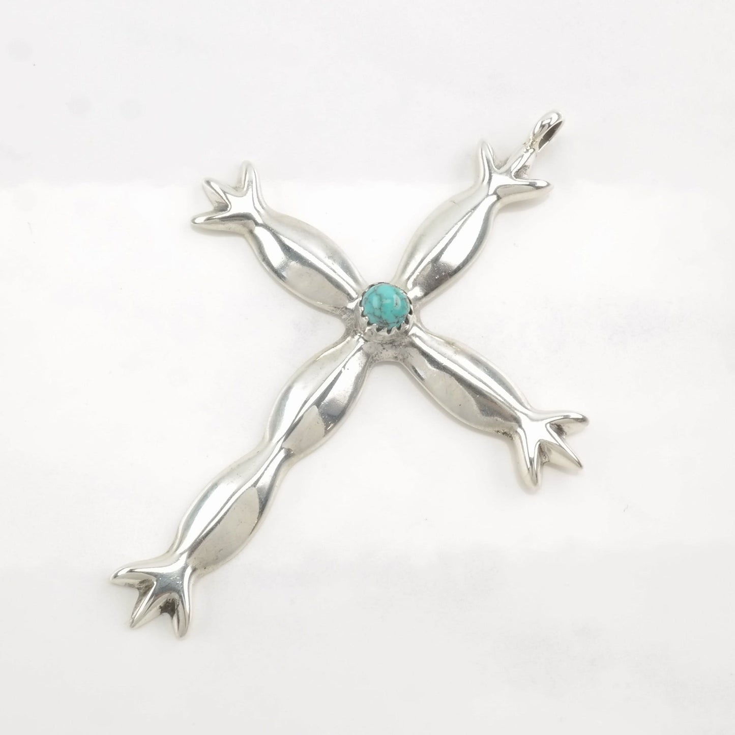 Native American Turquoise Cross Sterling Silver Pendant