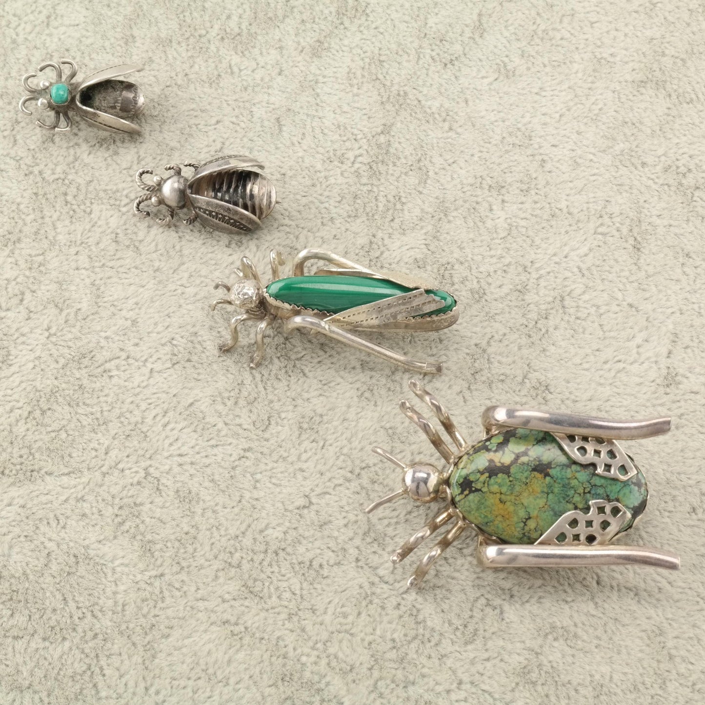 Choice, Native American and Southwest Insect Sterling Silver Brooch Beetle Grasshopper