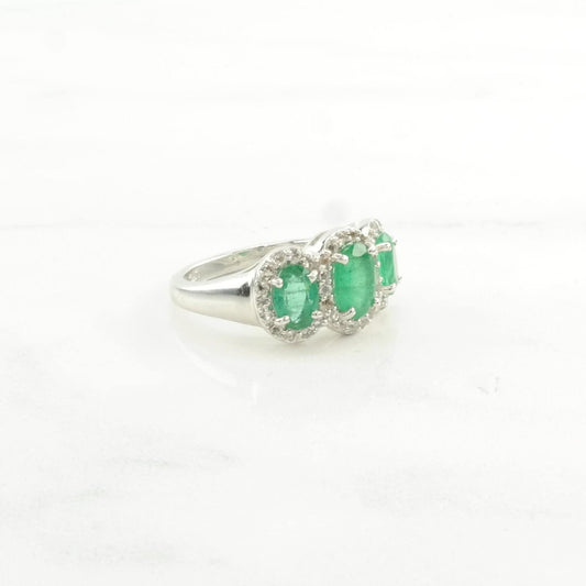 Vintage Sterling Silver Ring Emerald Spinel Green Size 5