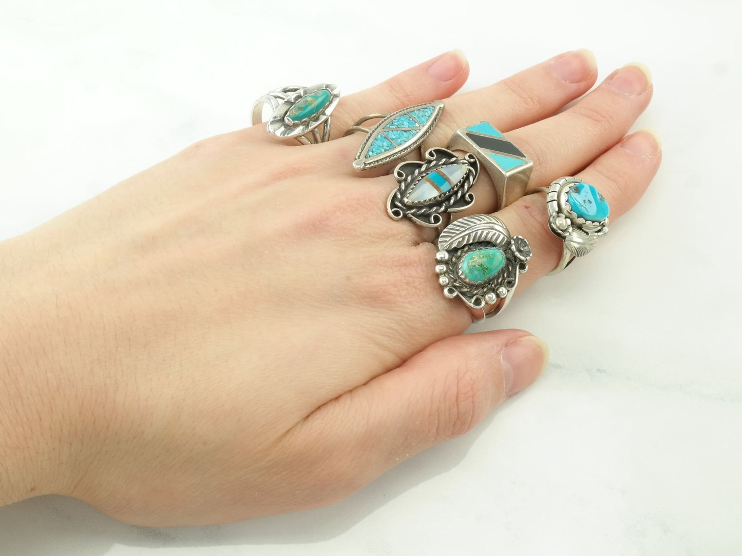 Choice Vintage Turquoise Sterling Silver Size 6 1/2 Ring