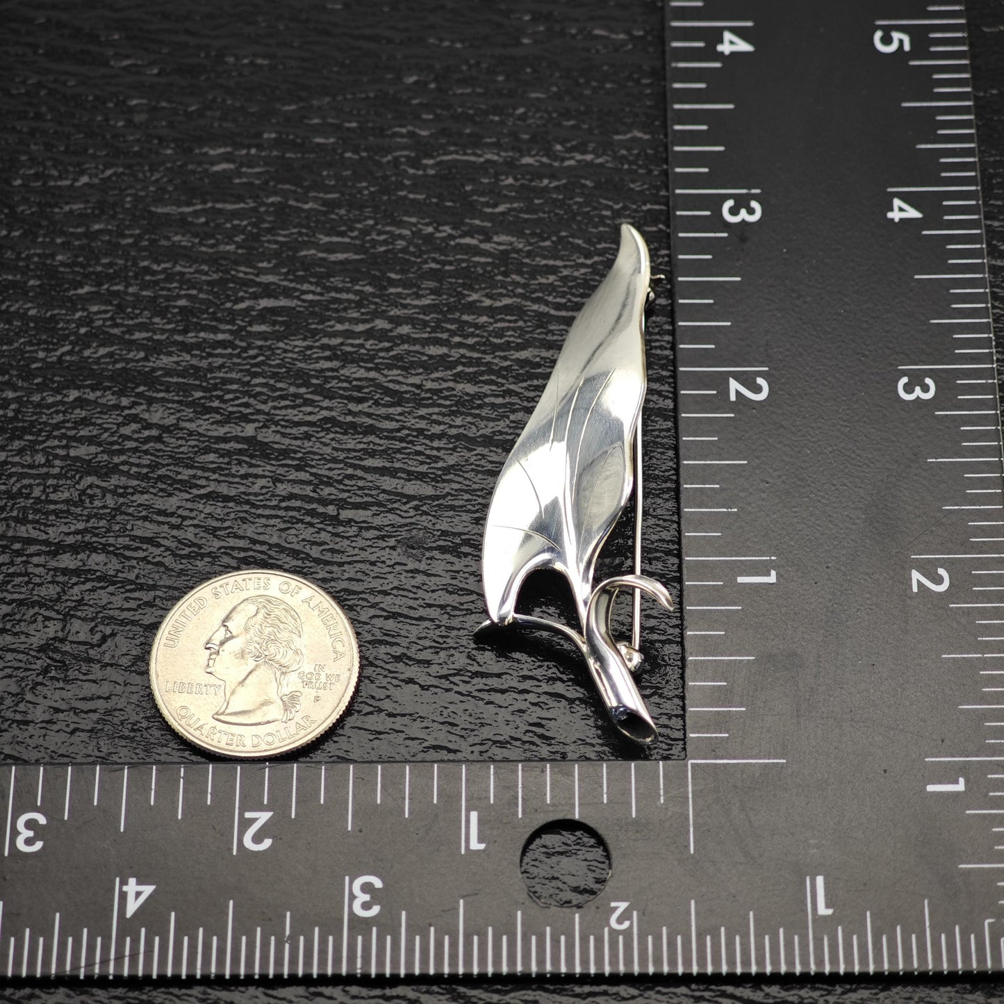 Vintage Sterling Silver Leaf Brooch from Denmark Elegant Design