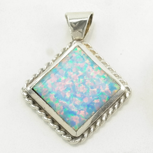 Vintage Southwest Rainbow Opal Sterling Silver Pendant P2208