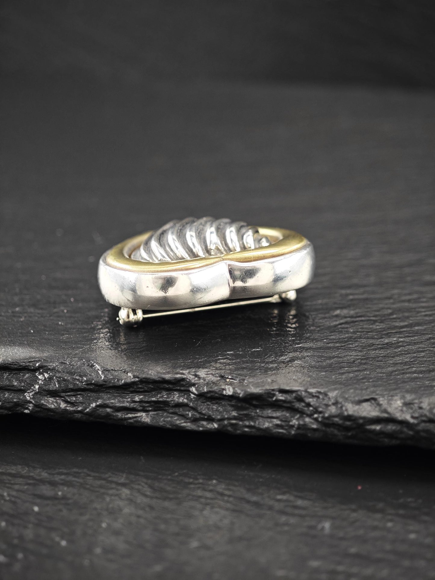 David Yurman 18k Gold Accent, Heart Brooch Sterling Silver
