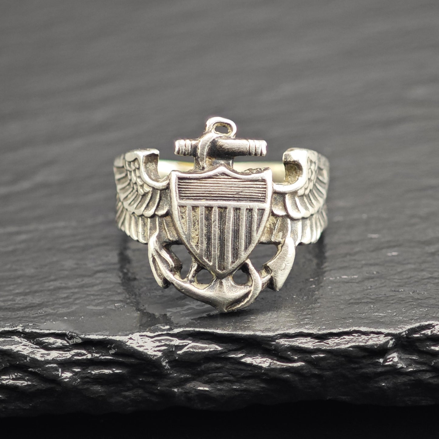 AS IS U.S. Navy Naval Aviator Sterling Silver Ring Sz 5 1/4 R6699