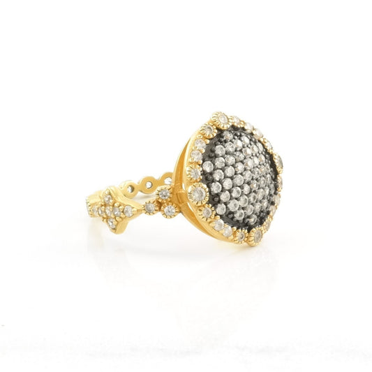 Sterling Silver Ring Cubic Zirconia Gold Toned Size 9