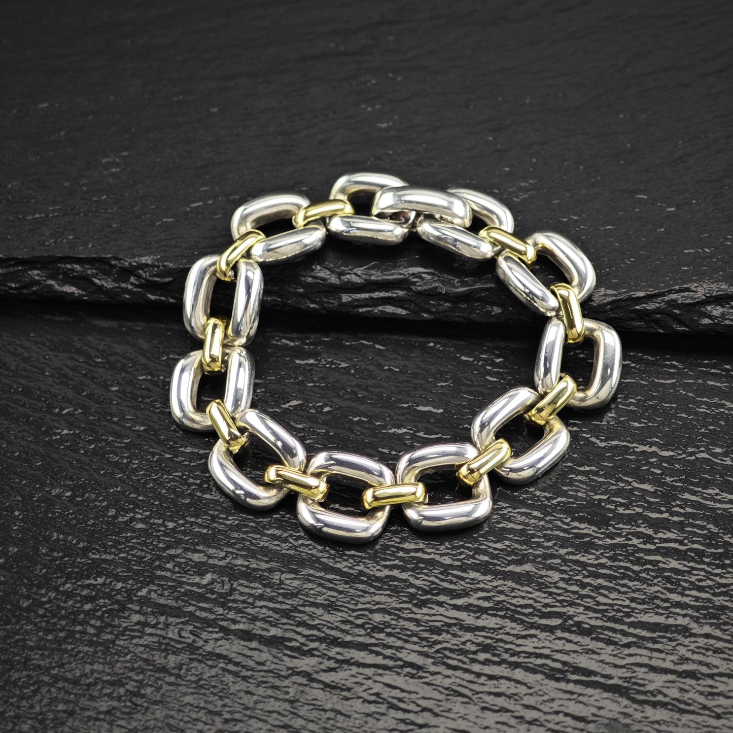 Modern 18k Gold & Sterling Silver Italy Bracelet
