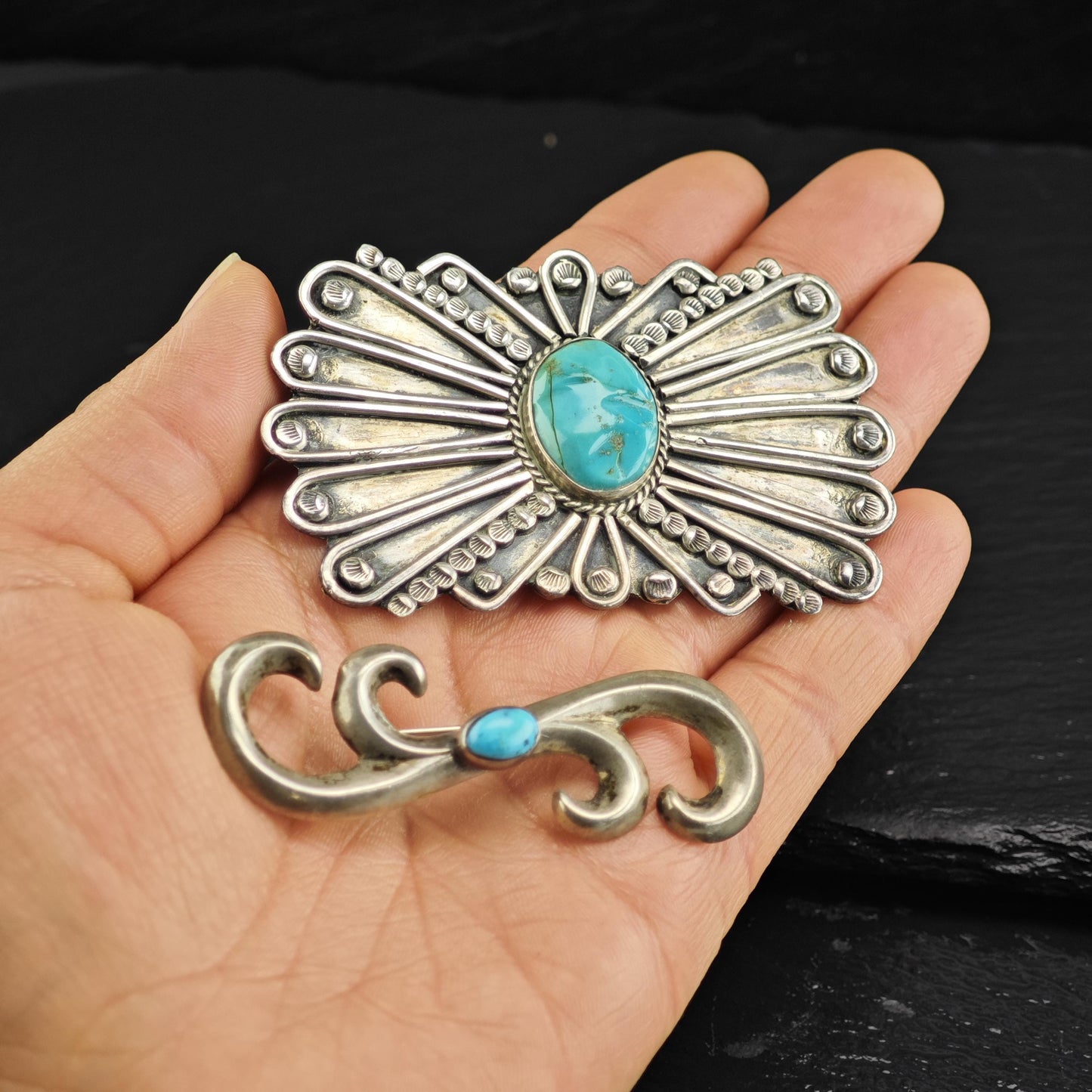 Choice of Native American Turquoise Sterling Silver Brooch