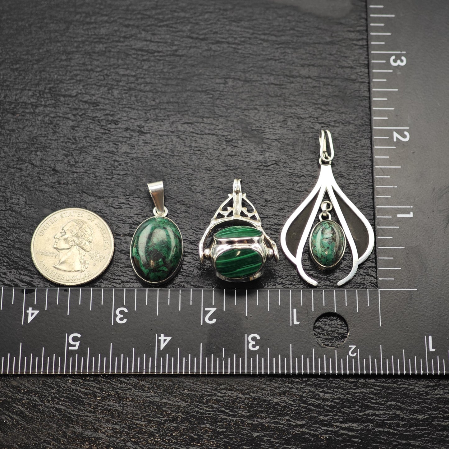 Choice of Green Stone Pendant Sterling Silver P2798
