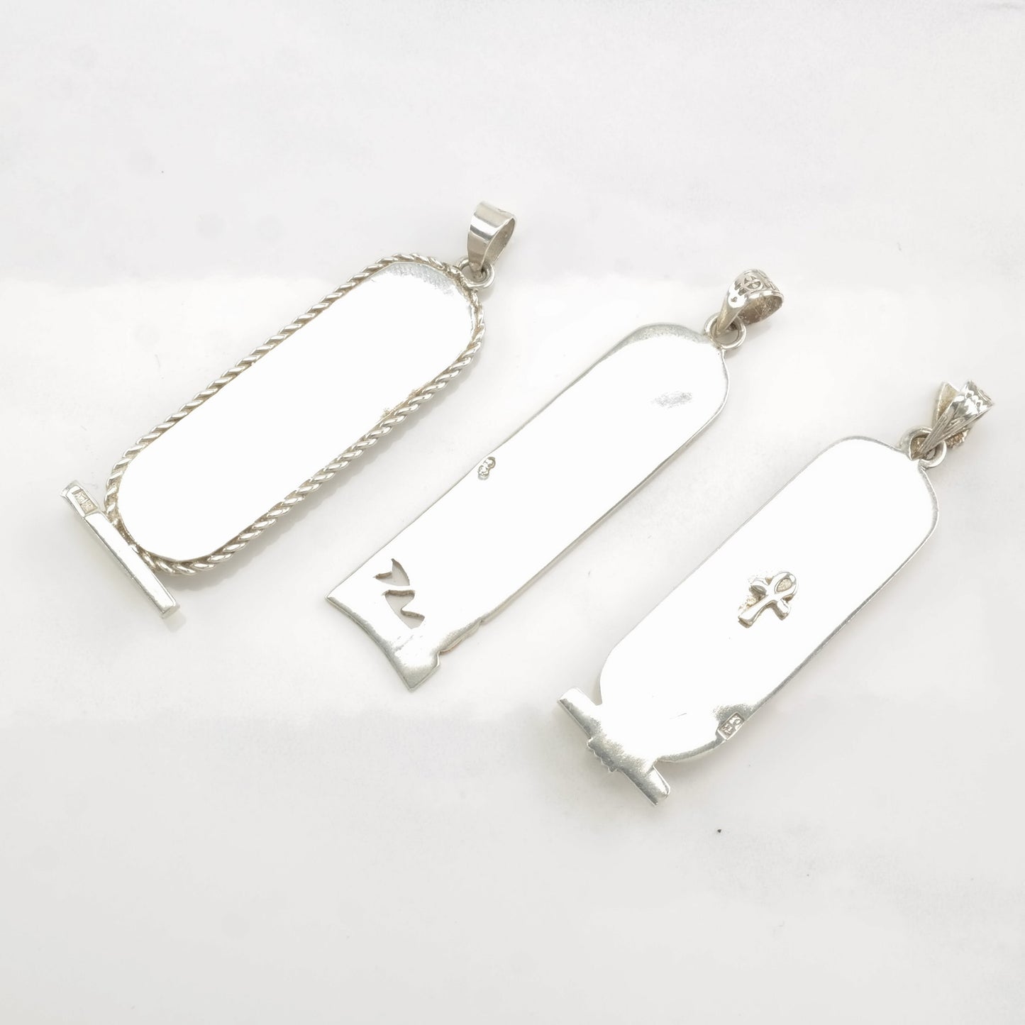 Vintage Egyptian Hieroglyph, Cartouche, Gold Accent Sterling Silver Pendant