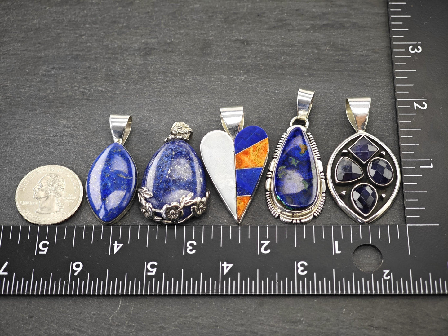 Choice of Vintage Blue Gemstone Pendants Sterling Silver