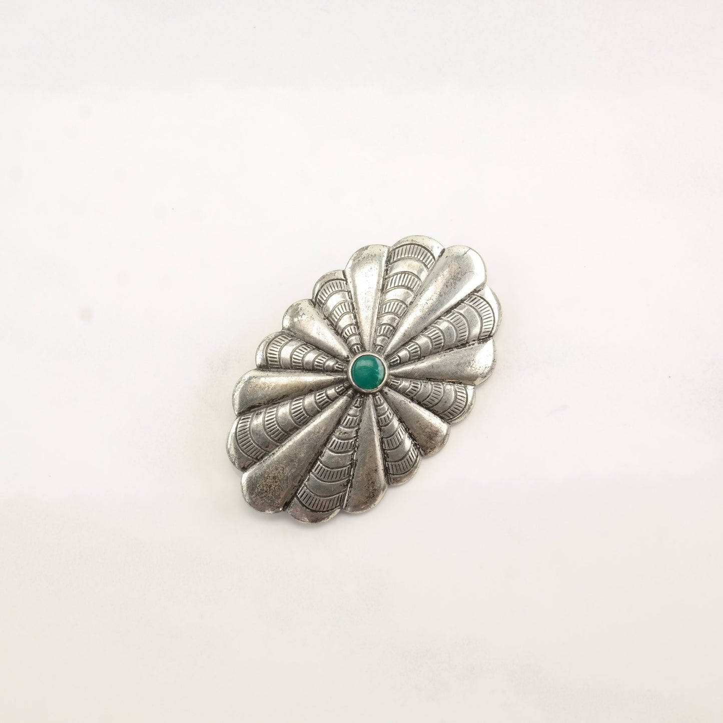 Native American Sterling Silver Brooch Concho Turquoise