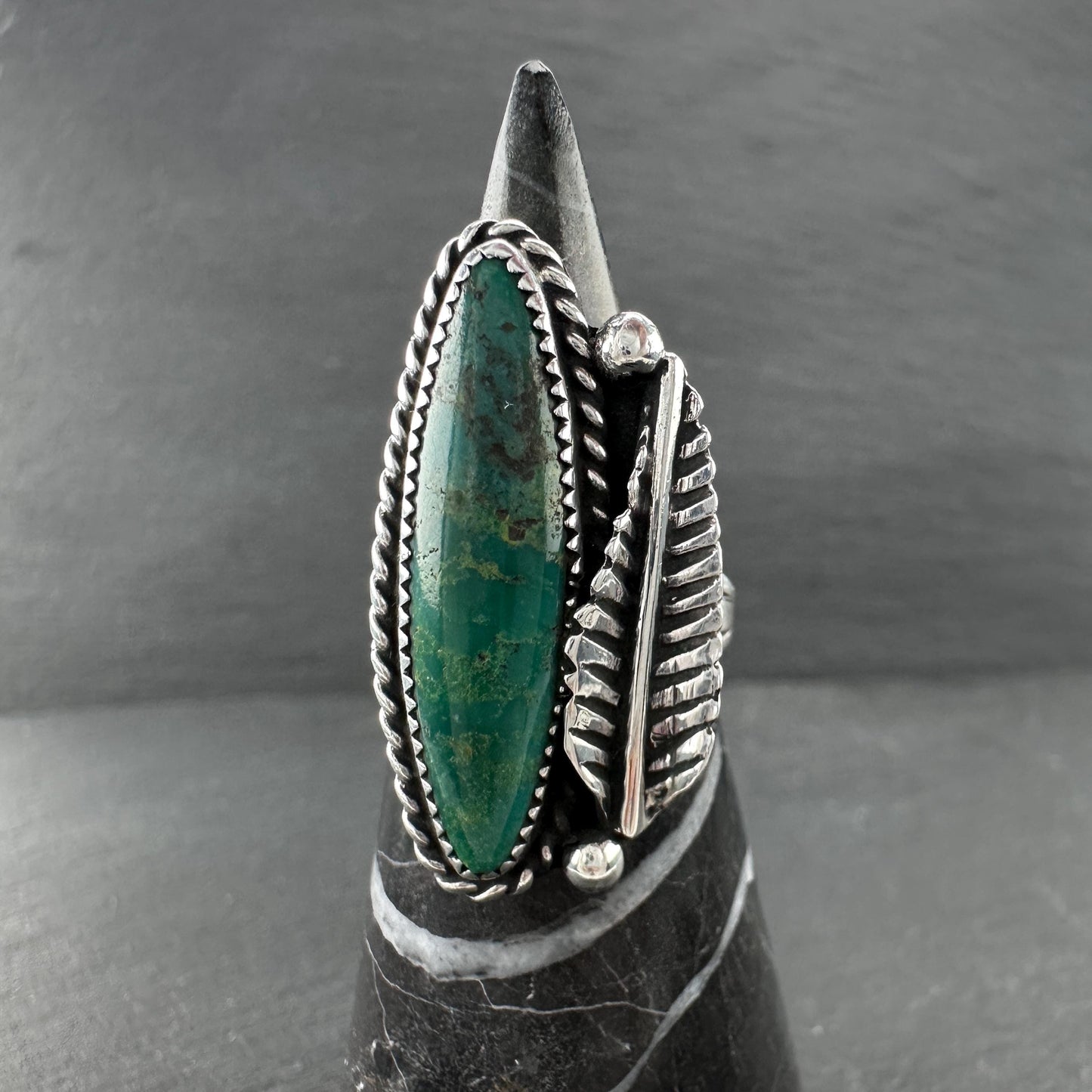 Native American, Green Turquoise Ring Sterling Silver