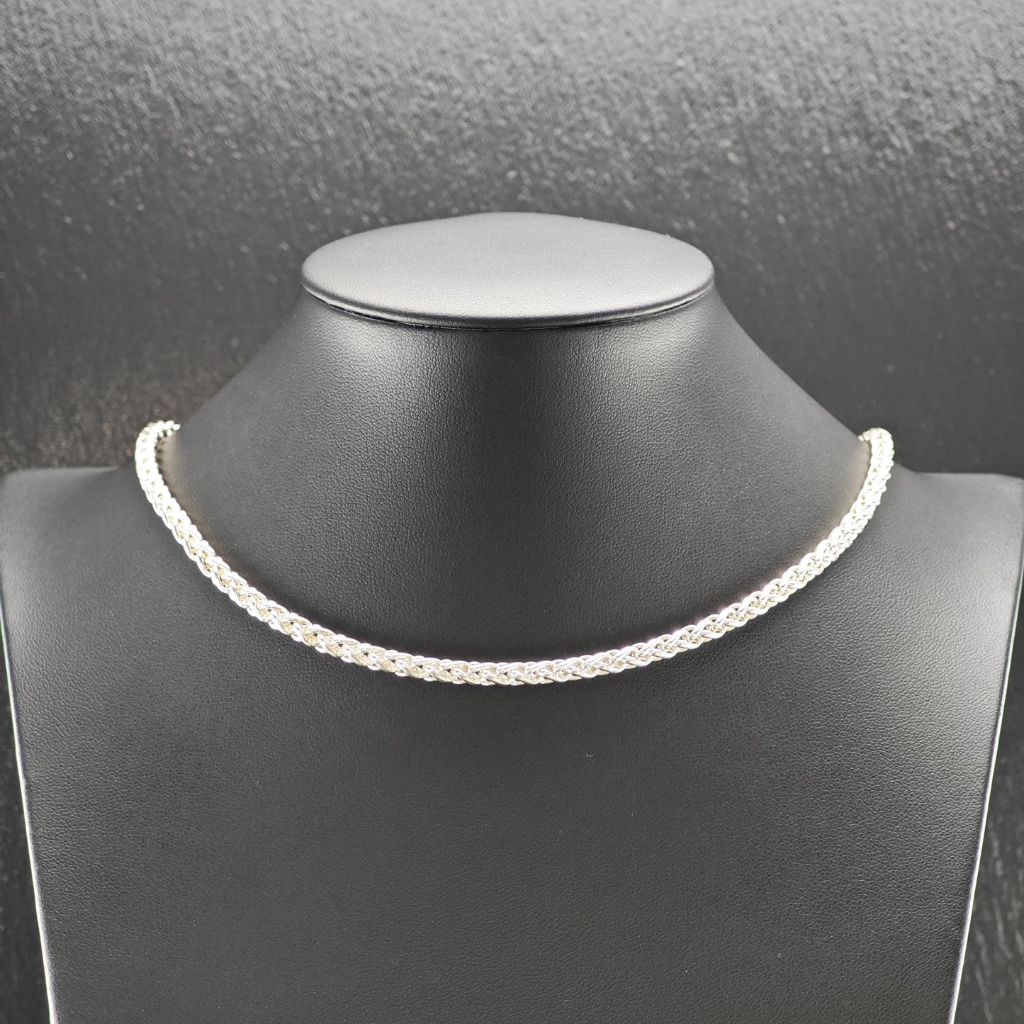 German Made Sterling Silver Spiga, Wheat Chain 4.2mm Rope Chain Necklace