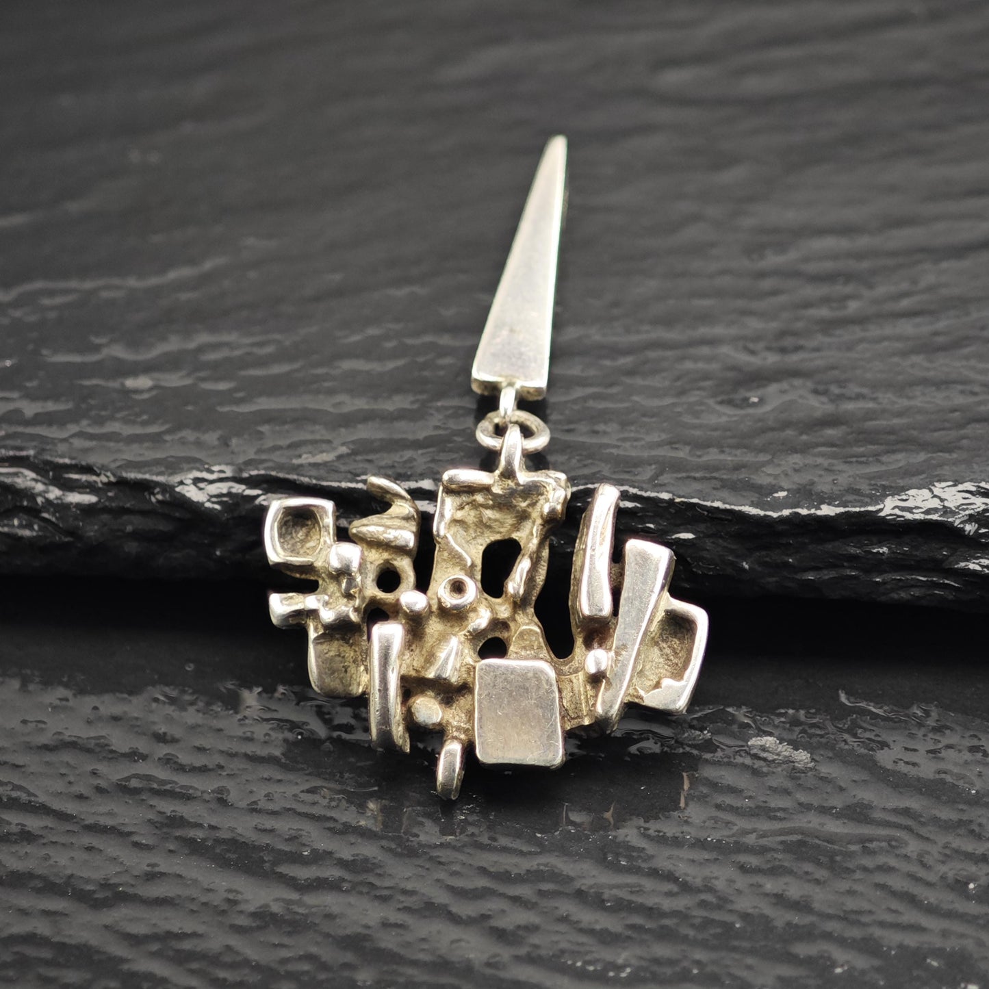 Abstract Brutalist Sterling Silver Pendant P3080