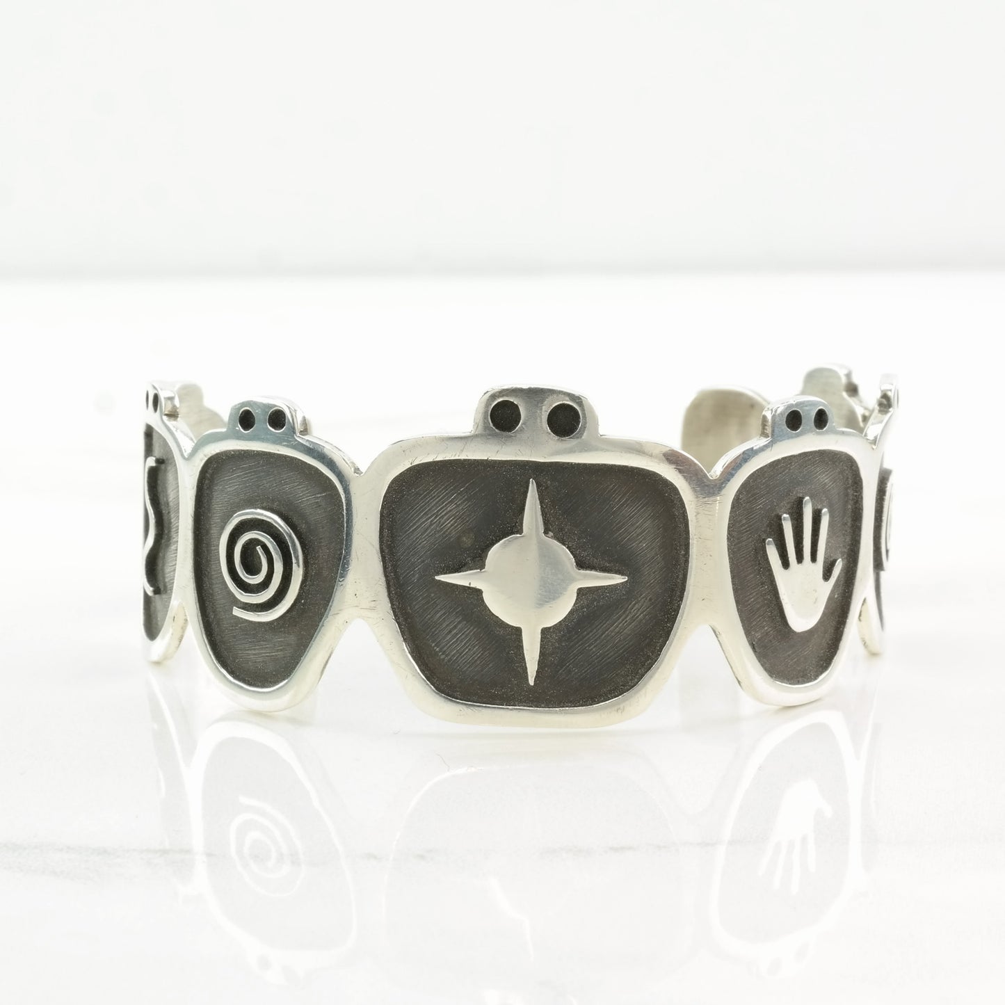 Southwest Sterling Silver Cuff Bracelet Overlay