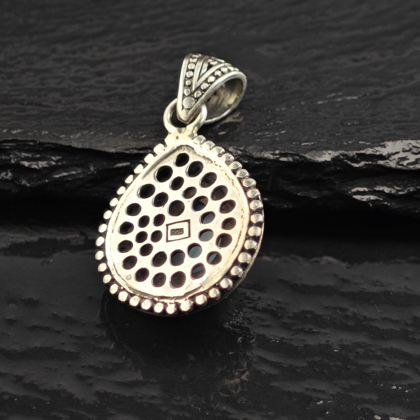 Teardrop Larimar Sterling Silver Pendant P3052