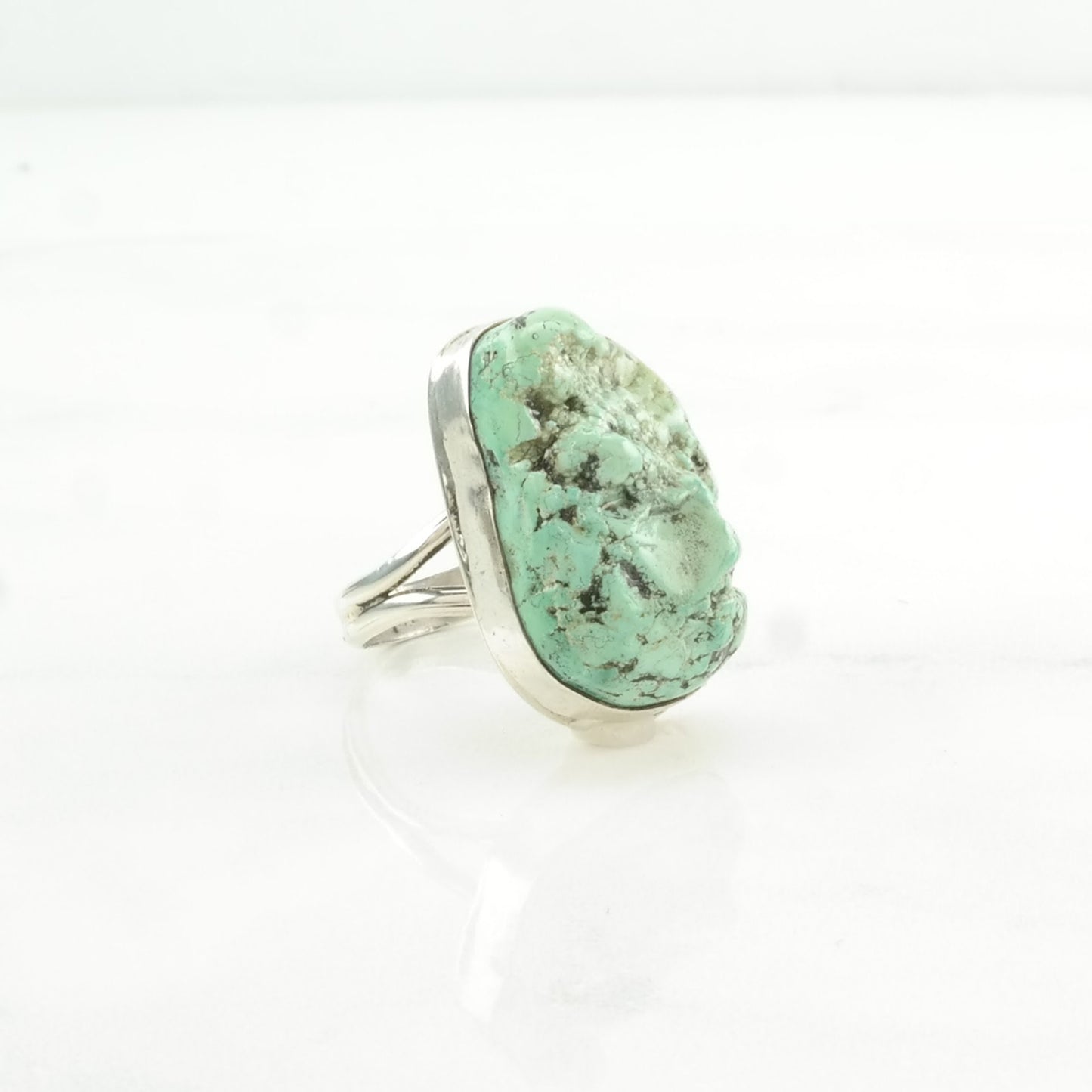 Southwest Silver Ring Turquoise Sterling Light Blue Size 6