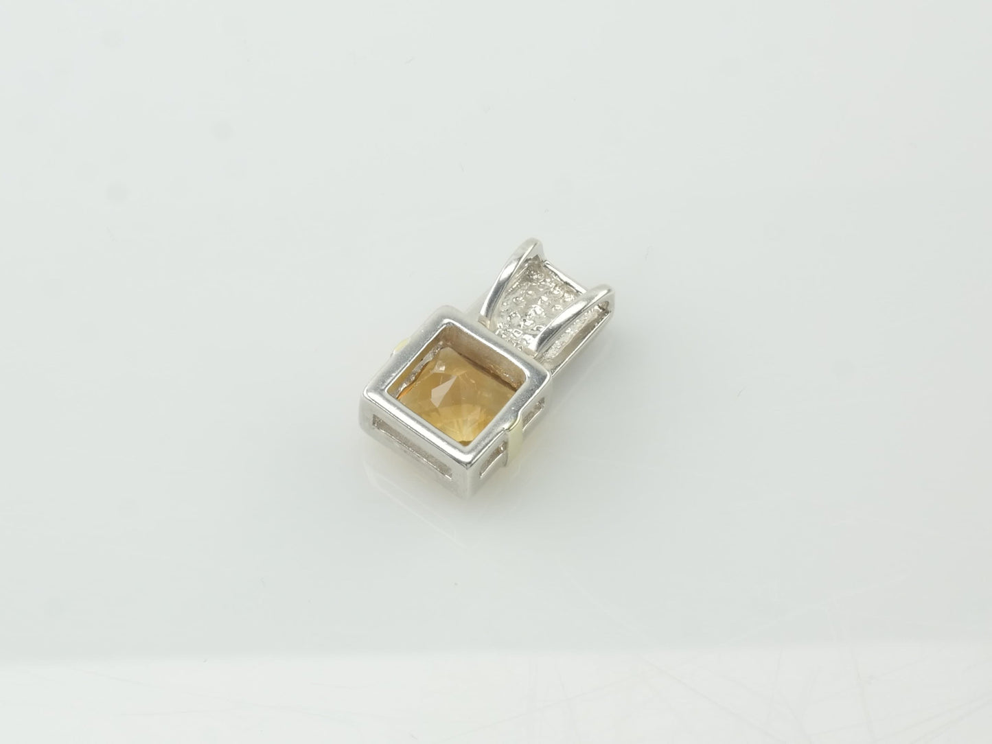 Vintage Citrine 18k Gold Sterling Silver Orange Pendant