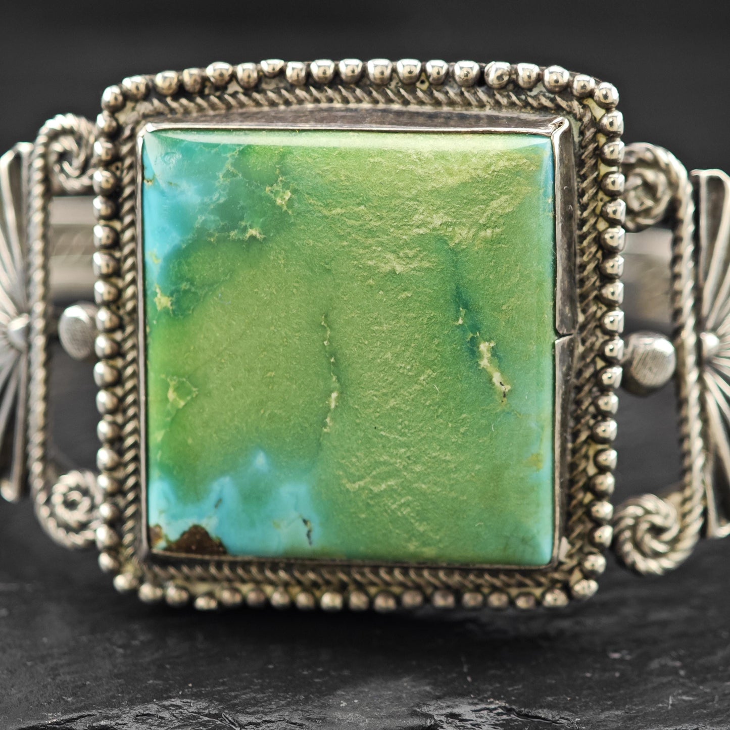 Navajo Native American Turquoise Cuff Sterling Silver Sz 6 3/4" BR3030