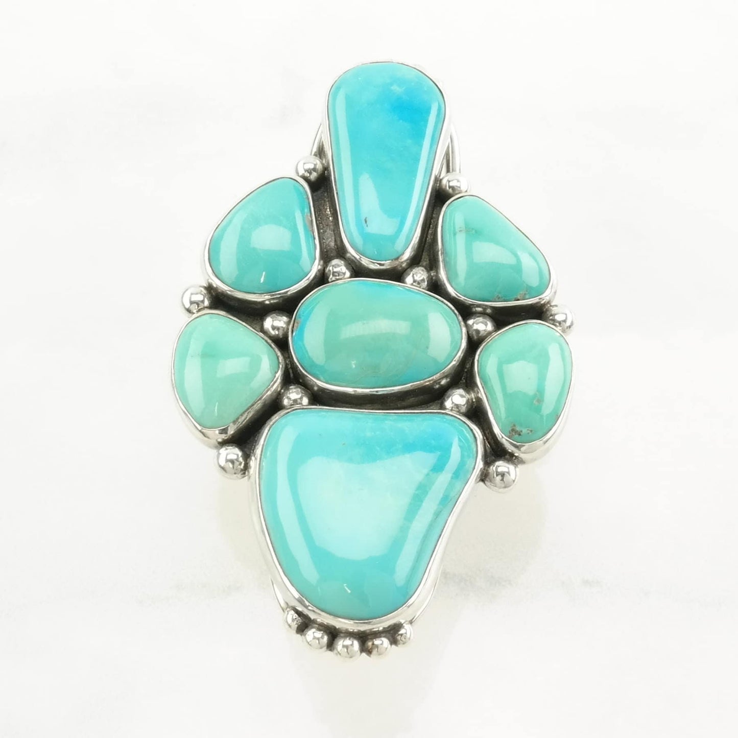 Southwest Silver Ring Turquoise Large Sterling Blue Size 6 1/2