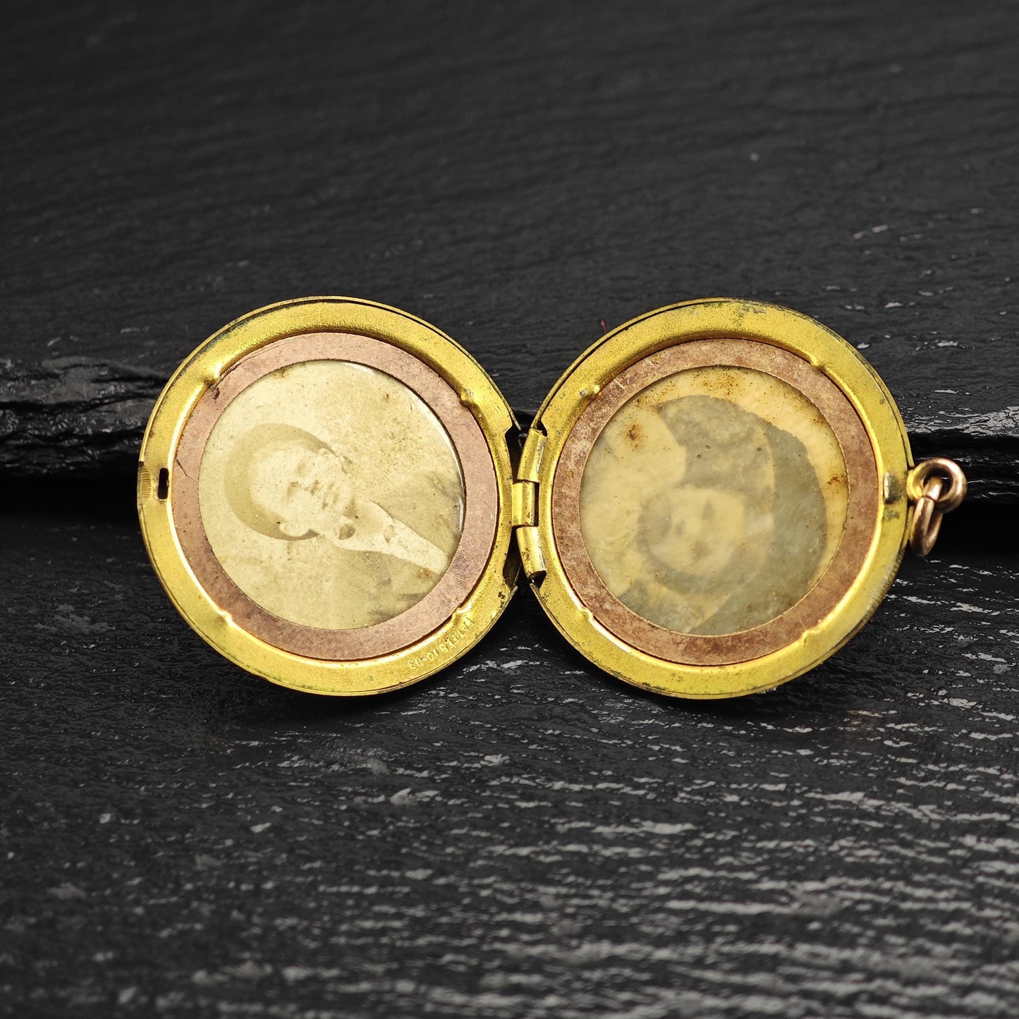 Antique Tiger Locket Gold Filled Pendant P3029