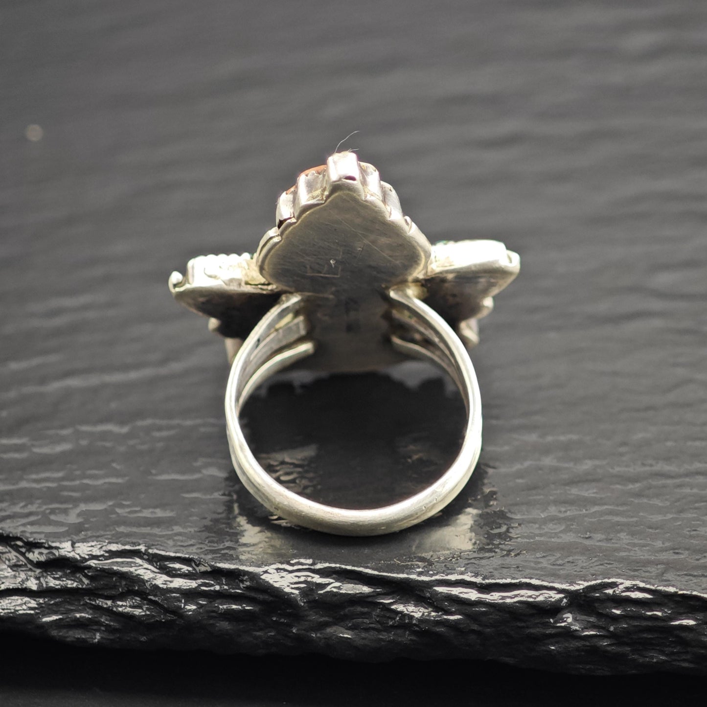 Zuni Inlay Dancer Sterling Silver Ring Sz 6 3/4 R6624