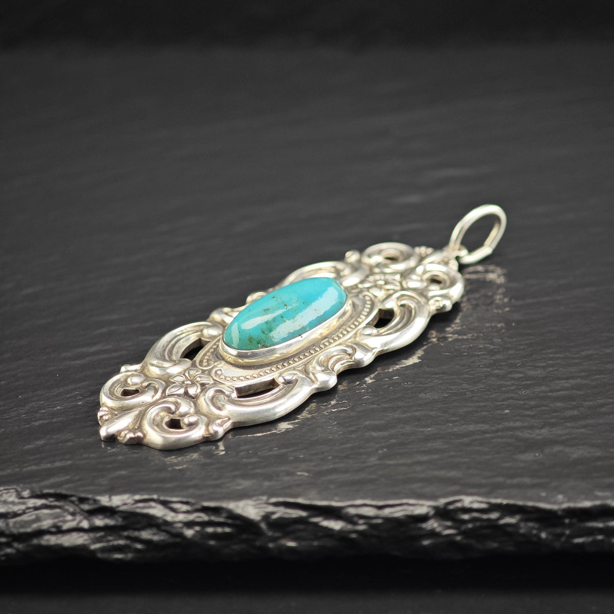 Towle Art Nouveau Style Turquoise Sterling Silver Pendant P3085