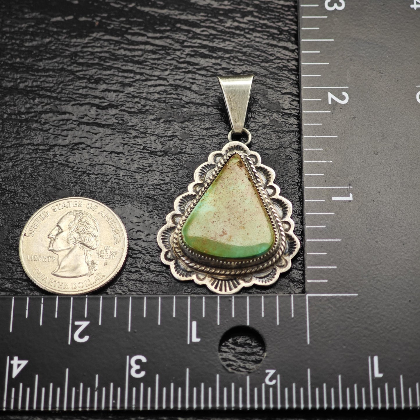 SW Green Turquoise Pendant Sterling Silver P3055
