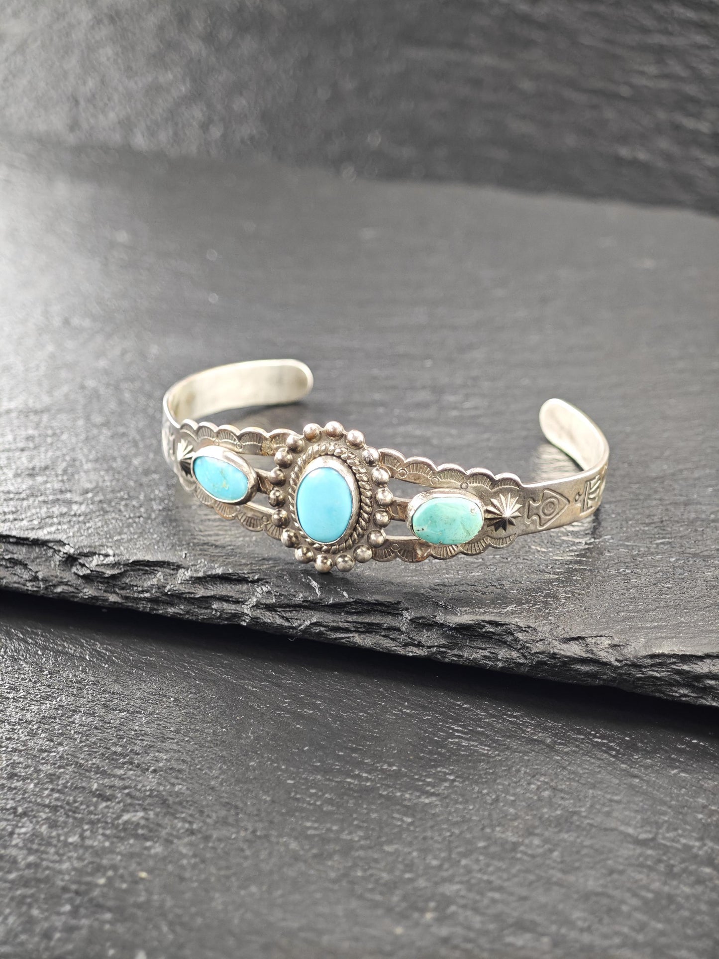 Native American, Turquoise Cuff Bracelet Sterling Silver